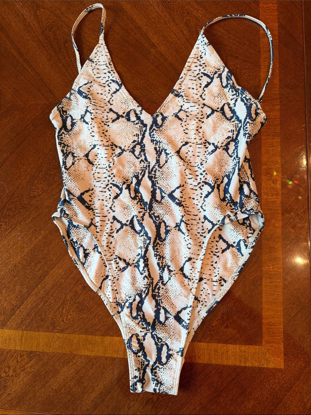 Lioness White and Navy Snake Print One-Piece Swimsuit